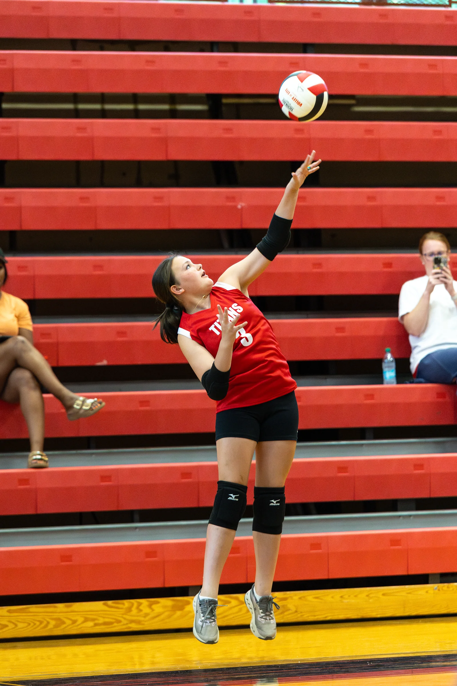 A player jump serves the volleyball